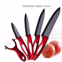 6-piece Set Of Black Blade Ceramic Knives With Hollow Shank