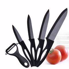 6-piece Set Of Black Blade Ceramic Knives With Hollow Shank