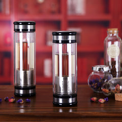 Tea Water Bottle Infuser with Filter Stainless Steel Filter Glass Sport Water Tumbler