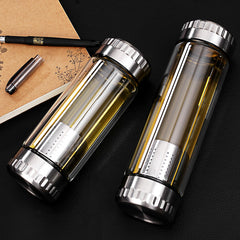 Tea Water Bottle Infuser with Filter Stainless Steel Filter Glass Sport Water Tumbler